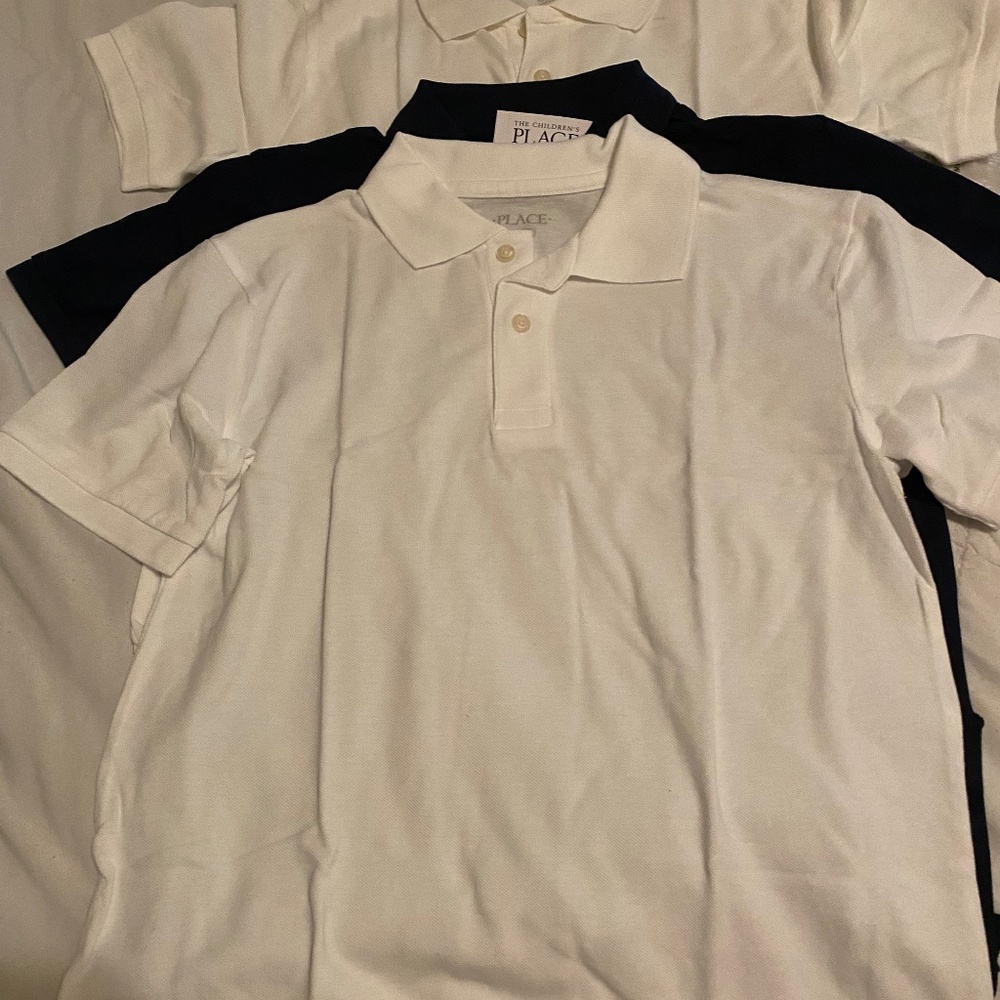 Three boys uniform polos, size L (10-12)